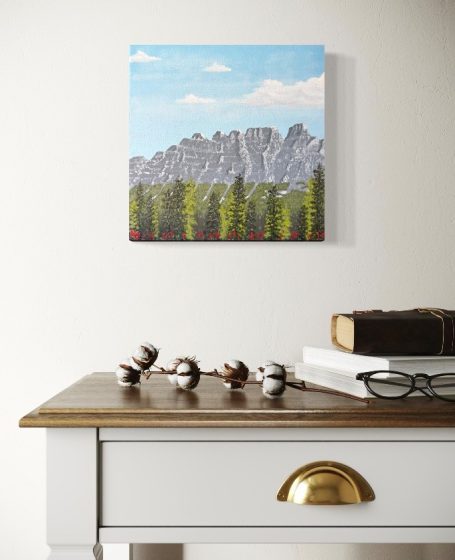 Castle Mountain with Flowers