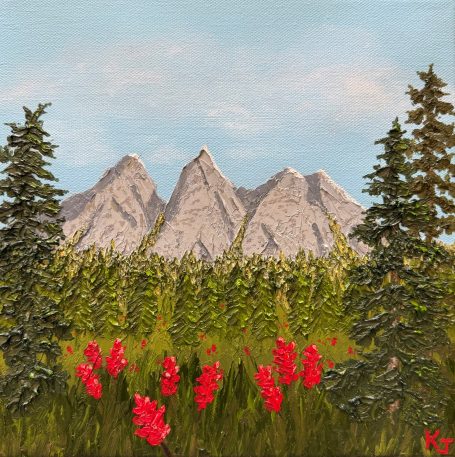 Three Peaks with Flowers